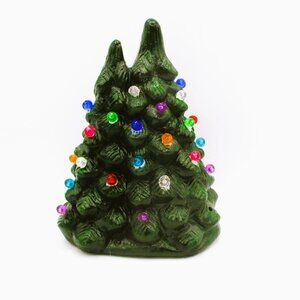 Vintage Ceramic Christmas Tree With Multicolor Lights Holiday Decor 6'5"Tall